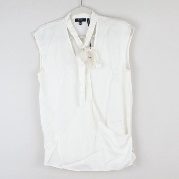 NWT Theory Tie Front Silk Top - Picture 3 of 14